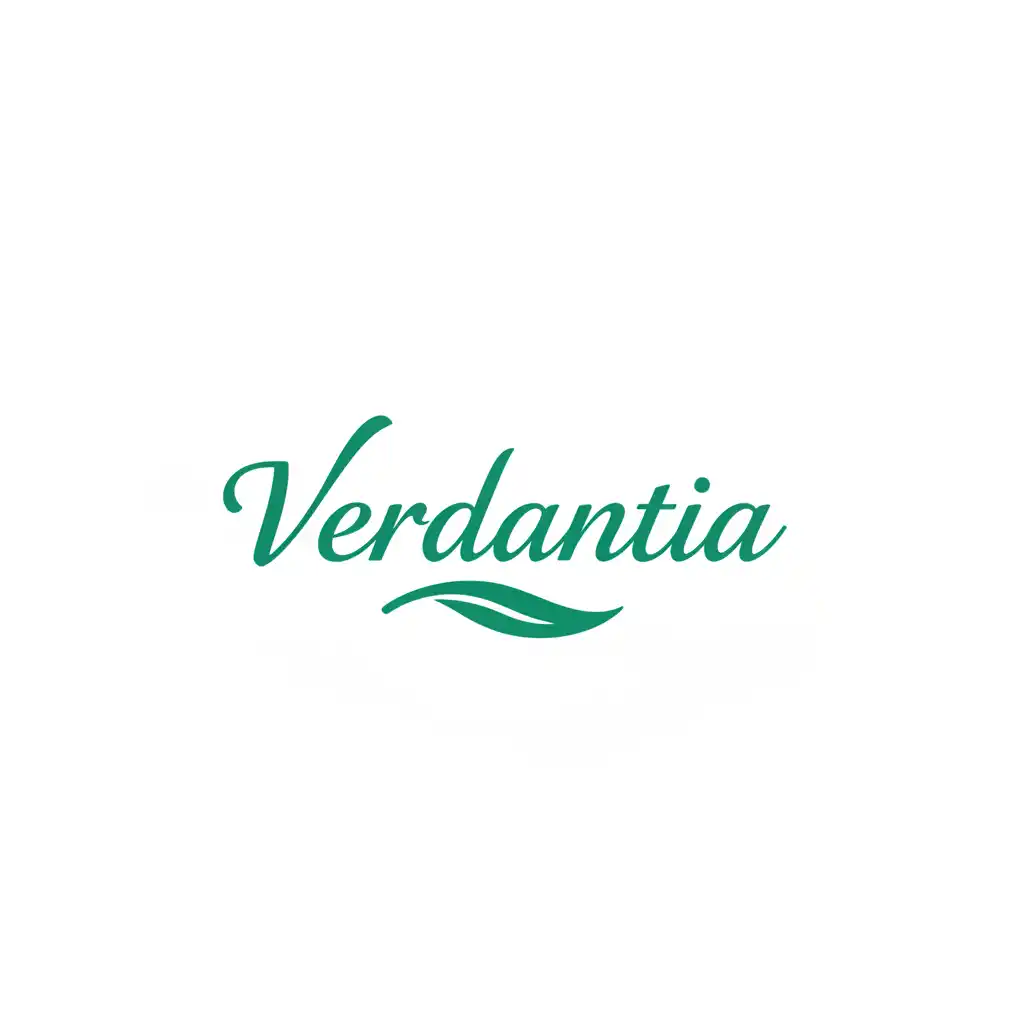 AI Change Color-Verdantia: An elegant emerald script logo with a flowing leaf motif, symbolizing natural luxury and eco-friendly branding