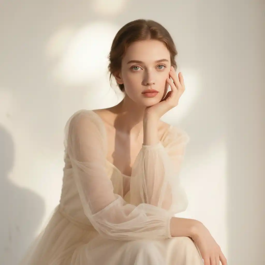 Lossless Resizing-An ethereal portrait-inspired logo in soft neutrals with airy elegance, designed for timeless branding and versatile applications.