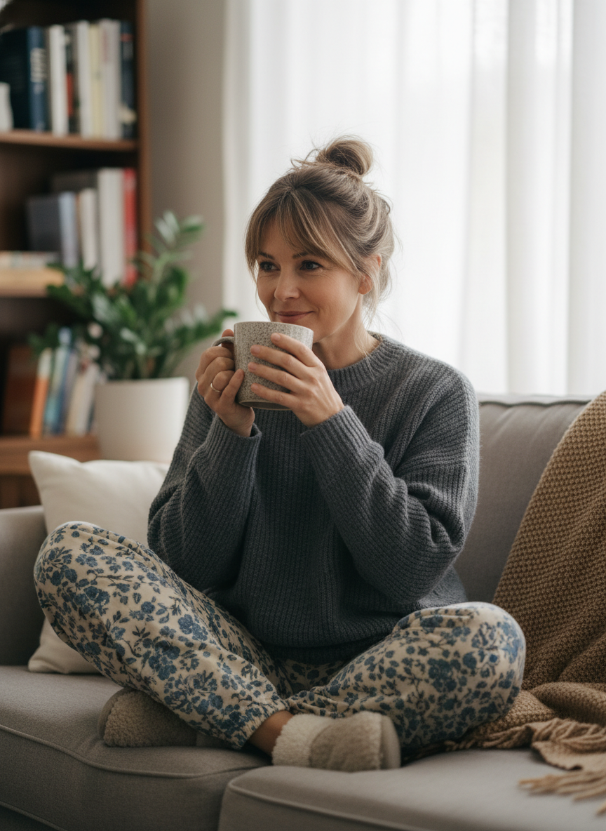 A modern, fashion-forward logo featuring a confident female figure in bold green and blue, set against an urban skyline.