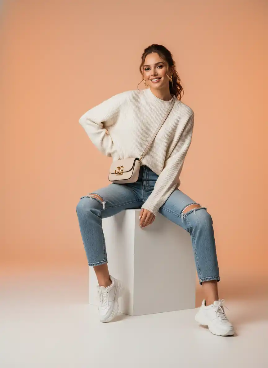 An elegant, warm fashion logo blending intertwined rings with a rounded wordmark for luxury casualwear.