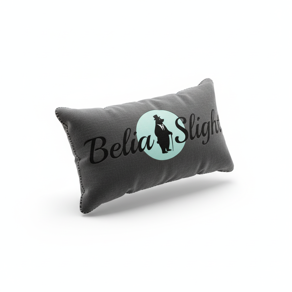 3D-Kuschelkissen-Logo-Generator-Elegantes, von Vintage inspiriertes Logo mit einer schicken Silhouette in einem türkisfarbenen Kreis und fließender Schreibschrift-Typografie