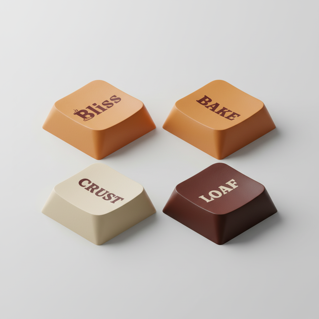 AI Branded Keycaps Generator-A Warm Bakery-Themed Keyboard Keys Logo for a Cozy, Premium Brand Identity and Memorable Experience