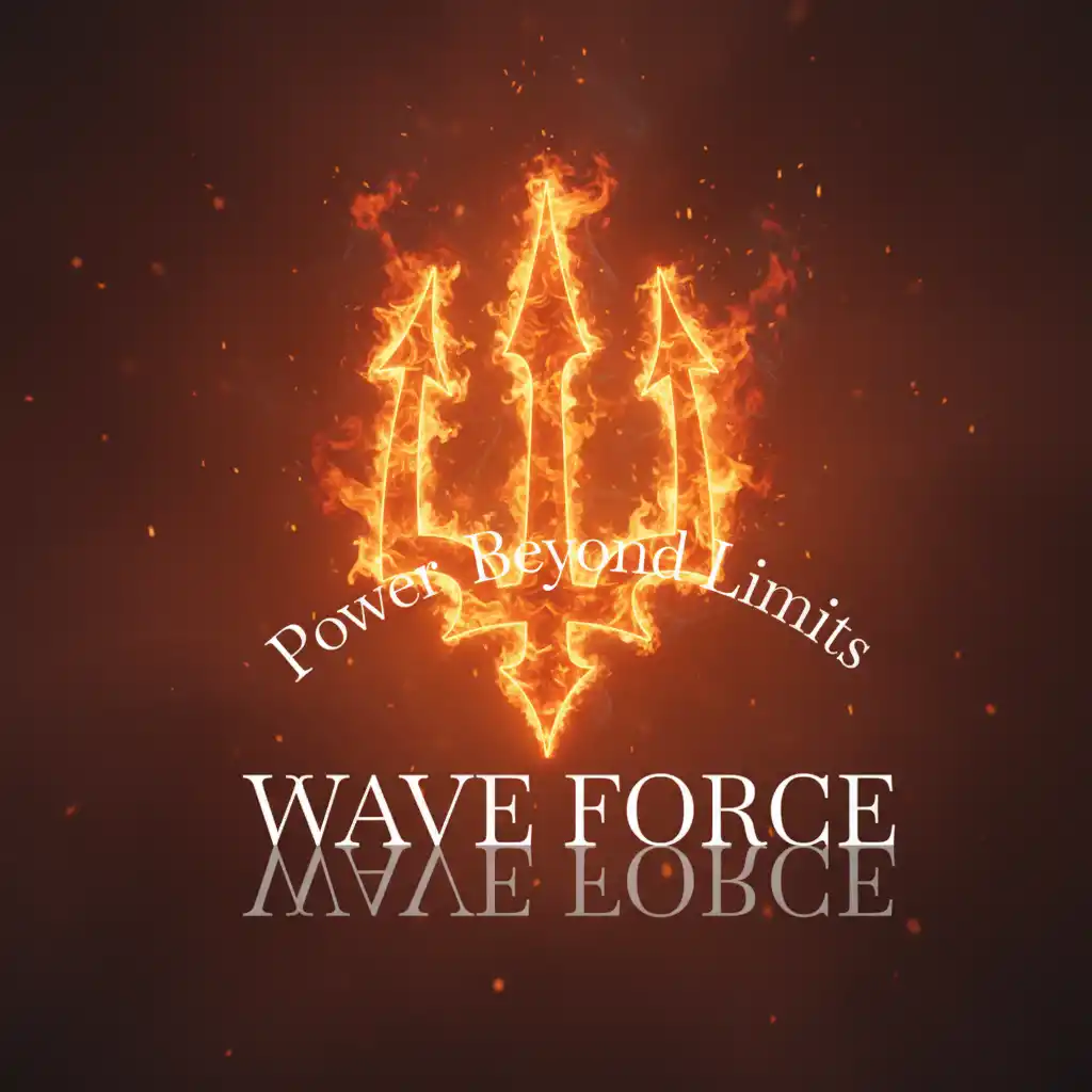 AI Logo Art-Fiery Trident Crest: Power Beyond Limits, Capturing Wave Force in Ember-Glowing, Reflective Elegance and Cinematic Impact.