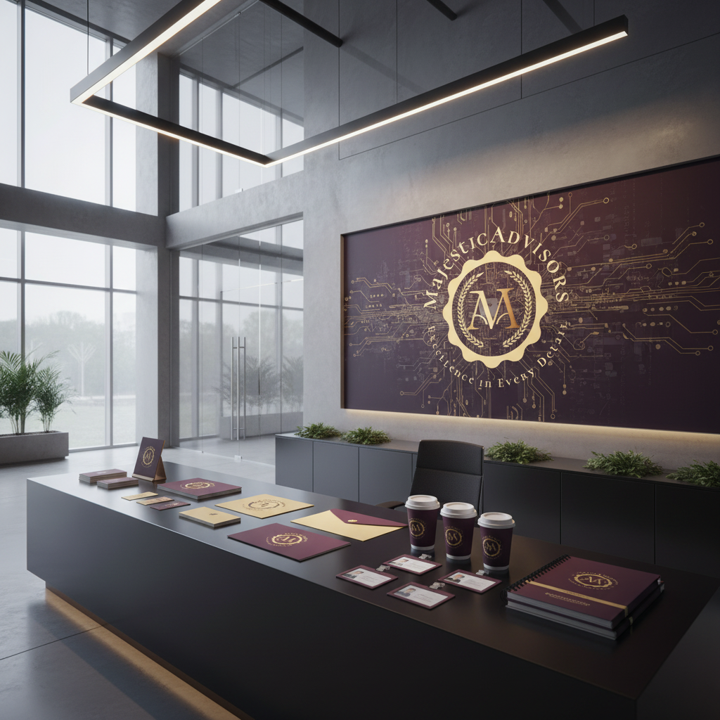 Kit de Marca Tecnológica-Un emblema financiero de élite que combina un motivo de circuito con una cresta de engranaje regia para la marca de asesoría confiable.