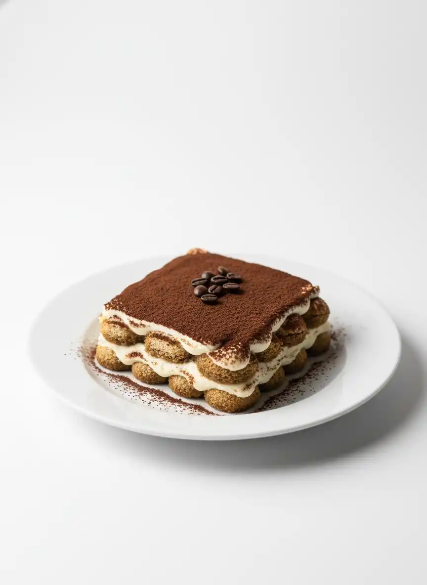 A warm rustic luxury dessert and coffee brand emblem blending cocoa-dusted tiramisu vibes with premium craftsmanship.