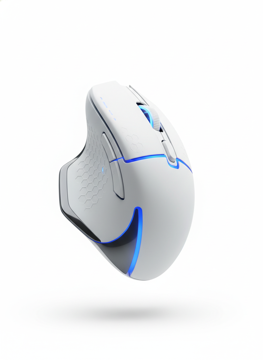 Sleek TechGlide logo with cyan wing emblem beside bold, two-tone typography for a premium gaming brand.