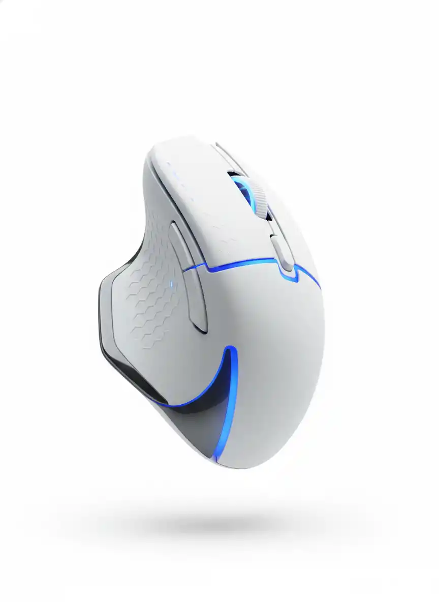 Logotipo Sleek TechGlide con un emblema de ala cian junto a una tipografía audaz de dos tonos para una marca de juegos premium.