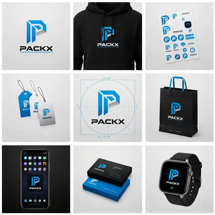 Unique Brand Kit(nano banana pro)-PACKX Logo Mockups - Full-Scene Brand Kits (Hoodies, Bags, Tech)
