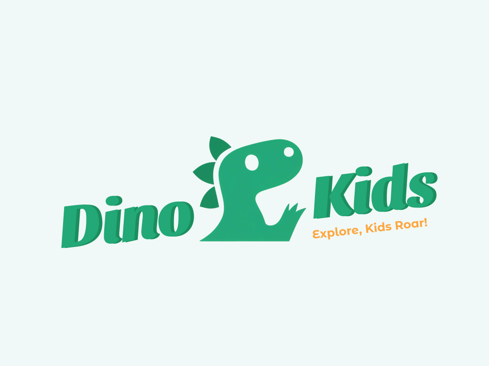 Abstract green creature logo with rounded body, two circular eye cutouts, leaf motif on the left, curved tail with claw-like tips; minimalist flat vector, embossed relief, emerald-to-marigold gradient.