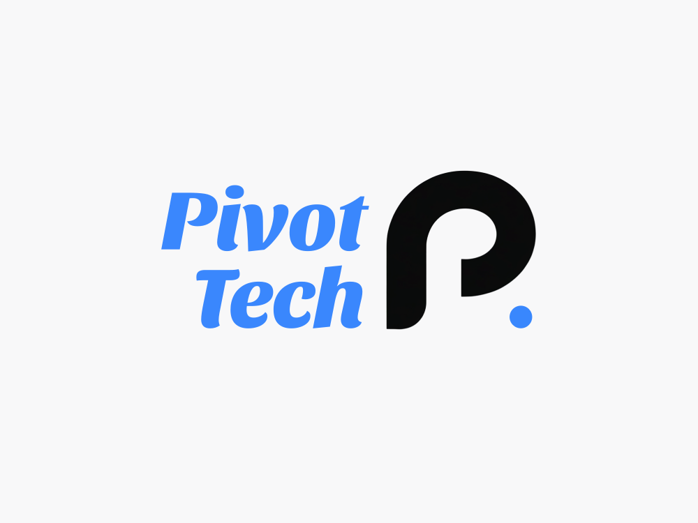 Minimal abstract emblem: thick rounded P-like form, charcoal tones on near-black background, subtle gradient, clean geometric curves, negative space notch, modern tech branding.