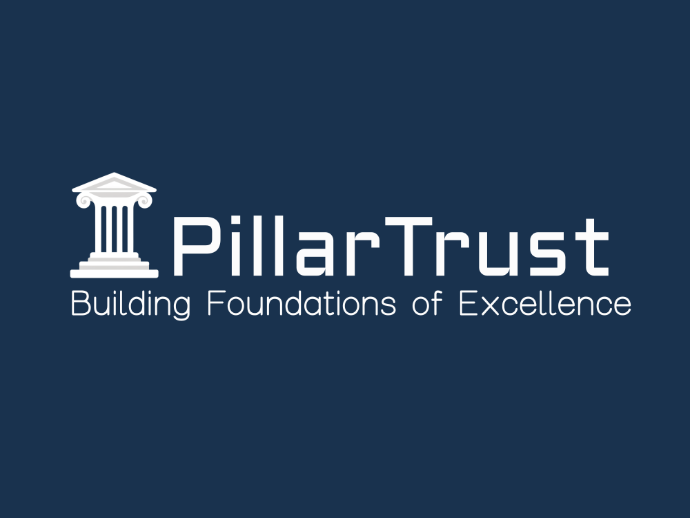 Minimalist, three-fluted-column temple logo with Ionic volutes, triangular pediment, soft gray-on-white palette, symmetrical frontal composition; timeless neoclassical emblem suitable for branding.