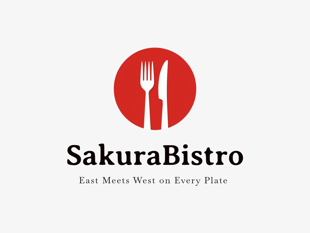 Minimal red circle with white fork and knife silhouettes, flat design, high contrast, symmetrical composition, modern and scalable for a dining brand.