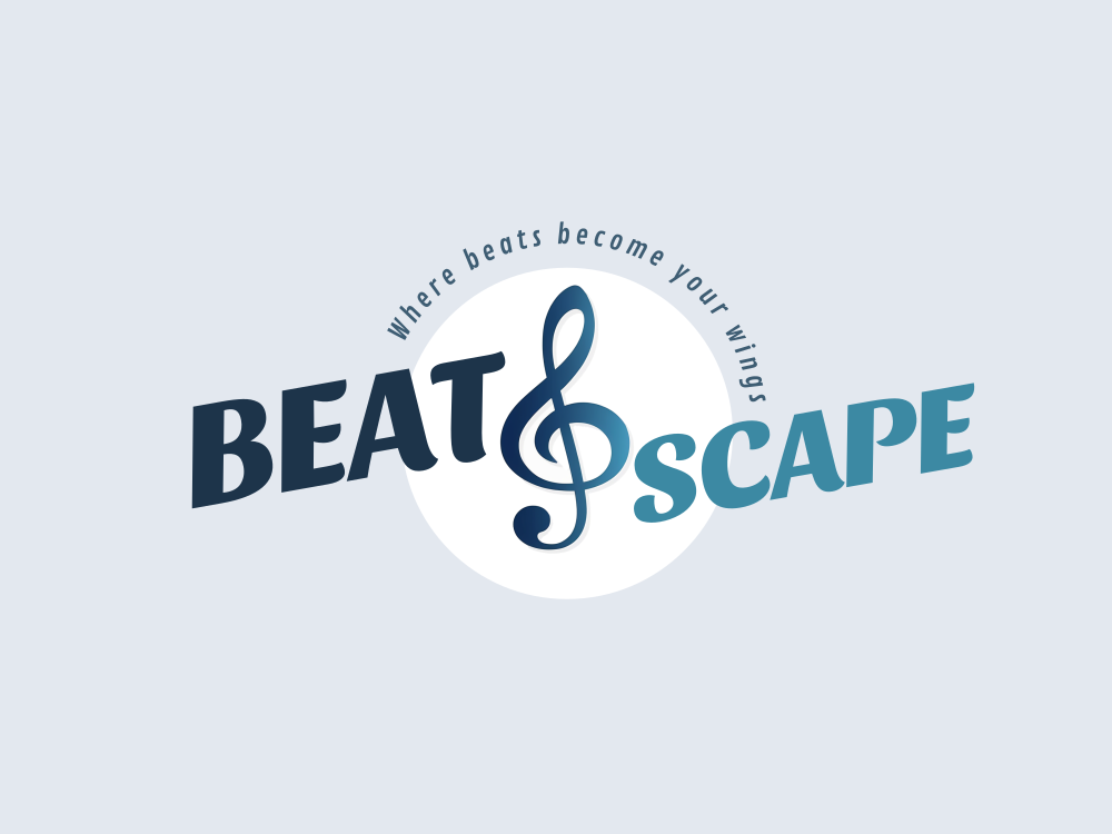 Vertical, glossy blue 3D treble clef with white highlights, on a blue gradient background; modern, premium music logo with depth and simplicity.