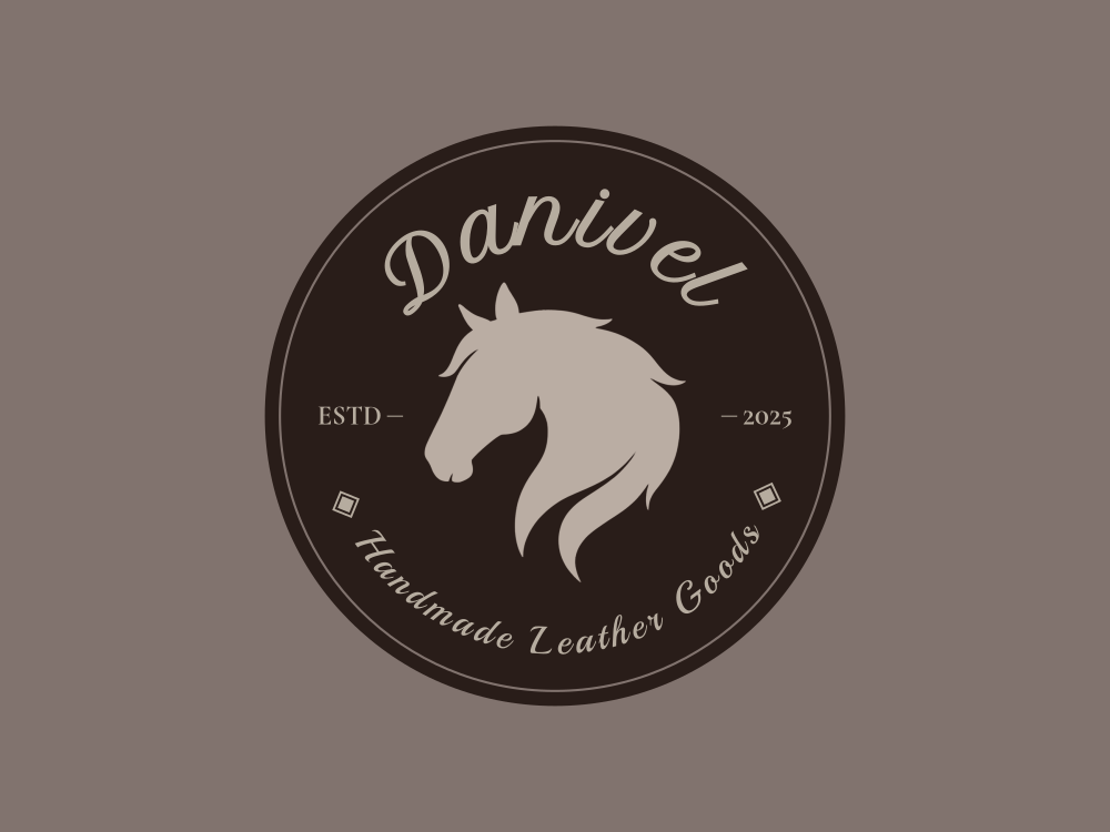 Minimalist horse head silhouette in warm brown, negative-space mane, glossy embossed badge finish, deep chocolate background; clean vector-friendly lines, elegant branding.