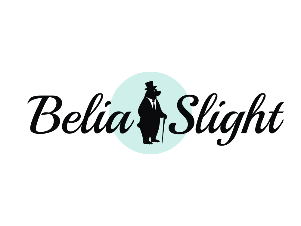 Dapper anthropomorphic bear in a tuxedo silhouette: black outline with white shirt front and bow tie, top hat, bold minimalist branding, high-contrast vector logo for dark backgrounds.